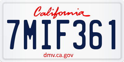 CA license plate 7MIF361