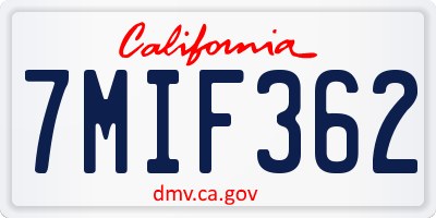 CA license plate 7MIF362