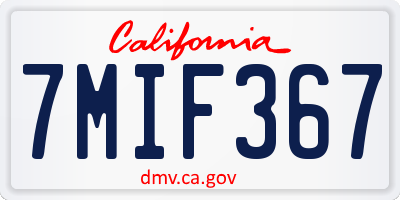 CA license plate 7MIF367