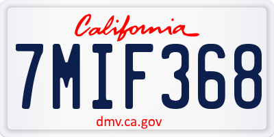 CA license plate 7MIF368