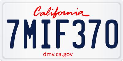 CA license plate 7MIF370