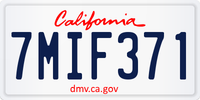 CA license plate 7MIF371