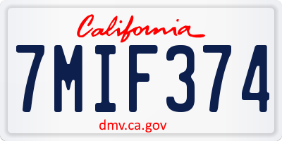 CA license plate 7MIF374