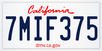CA license plate 7MIF375