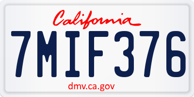 CA license plate 7MIF376