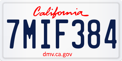 CA license plate 7MIF384