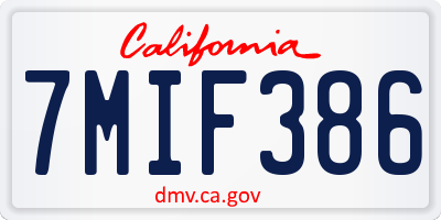 CA license plate 7MIF386