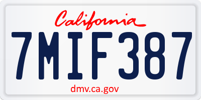 CA license plate 7MIF387