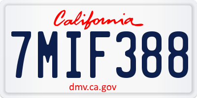 CA license plate 7MIF388