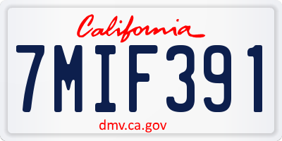 CA license plate 7MIF391