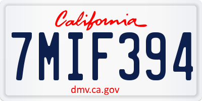 CA license plate 7MIF394