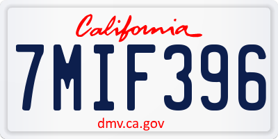 CA license plate 7MIF396