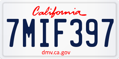 CA license plate 7MIF397