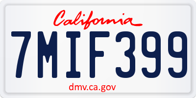 CA license plate 7MIF399