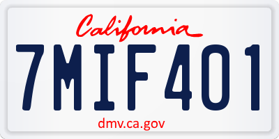 CA license plate 7MIF401