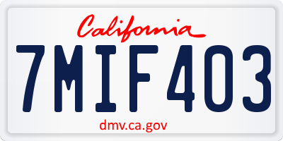CA license plate 7MIF403