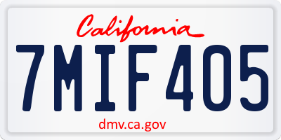 CA license plate 7MIF405
