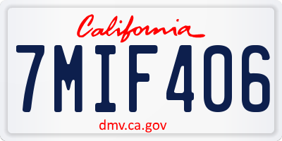 CA license plate 7MIF406