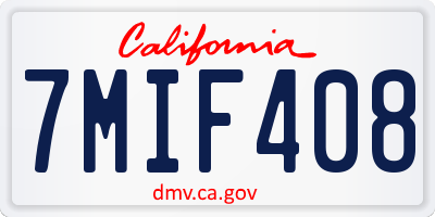 CA license plate 7MIF408
