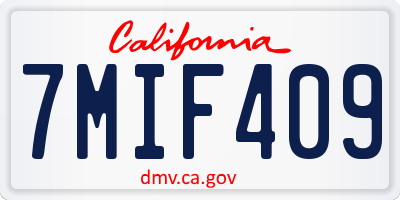 CA license plate 7MIF409