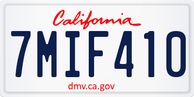CA license plate 7MIF410