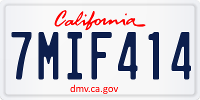 CA license plate 7MIF414