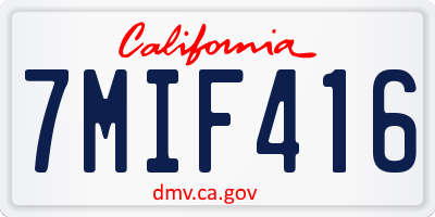CA license plate 7MIF416