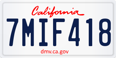 CA license plate 7MIF418