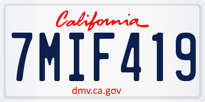 CA license plate 7MIF419
