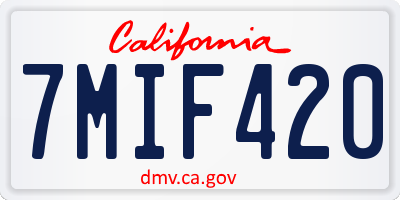 CA license plate 7MIF420