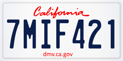 CA license plate 7MIF421