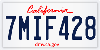 CA license plate 7MIF428