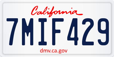 CA license plate 7MIF429