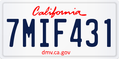 CA license plate 7MIF431