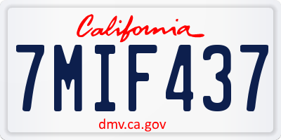 CA license plate 7MIF437