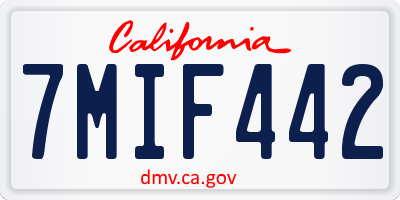 CA license plate 7MIF442