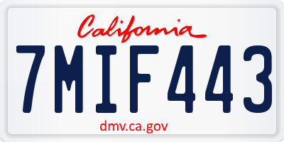 CA license plate 7MIF443