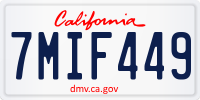 CA license plate 7MIF449