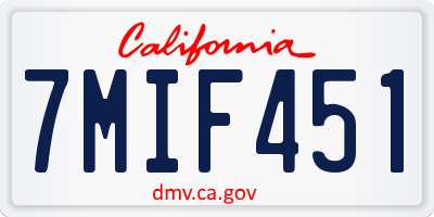 CA license plate 7MIF451