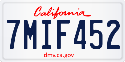 CA license plate 7MIF452