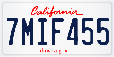CA license plate 7MIF455