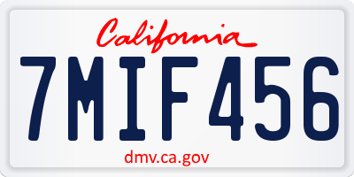 CA license plate 7MIF456