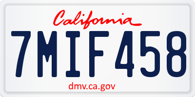 CA license plate 7MIF458