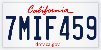 CA license plate 7MIF459