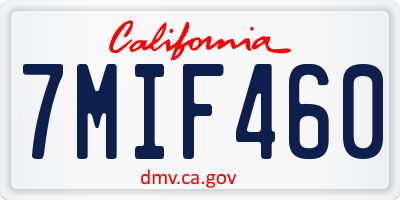CA license plate 7MIF460