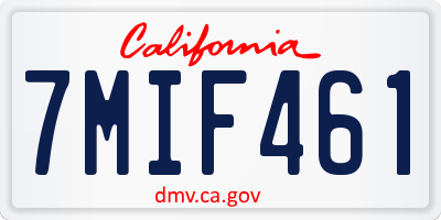 CA license plate 7MIF461