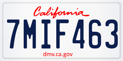 CA license plate 7MIF463