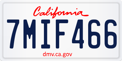 CA license plate 7MIF466