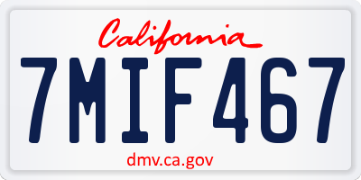 CA license plate 7MIF467