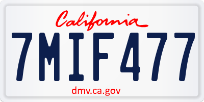 CA license plate 7MIF477